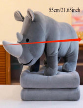 Cargar imagen en el visor de la galería, Almohada grande peluche rinoceronte  gris MOD k-11 medida de frazada 1.00 x 1.80 medida peluche 55
