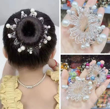 Cargar imagen en el visor de la galería, Dona retro Cuerda de pelo de línea telefónica, soporte de cola de caballo de perlas elásticas de estilo coreano dulce, lazos para el cabello, banda de goma transparente, Anillo para el cabello para fiesta

