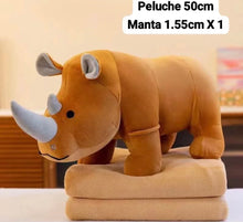 Cargar imagen en el visor de la galería, Almohada grande peluche rinoceronte  gris MOD k-11 medida de frazada 1.00 x 1.80 medida peluche 55
