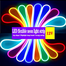 Cargar imagen en el visor de la galería, Tira de luces LED de neón RGB, cinta Flexible impermeable, regulable 5 metros
