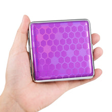 Cargar imagen en el visor de la galería, Cigarrera Caja de metal negro plateado plateado plateado amarillo rosa cigarrillo acero inoxidable para 20 cigarrillos con banda de goma, una caja de cigarrillo elegante tornasol
