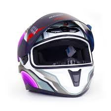 Casco cerrado morado gris y blanco con certificado DOT MOD CAS-CER-10002