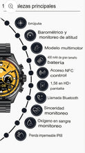 Cargar imagen en el visor de la galería, Reloj inteligente HZ6 para hombre y mujer, pulsera resistente al agua con llamadas, Bluetooth, NFC, control del ritmo cardíaco, brújula, deportes al aire libre
