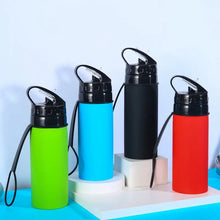 Cargar imagen en el visor de la galería, Botella de agua plegable portátil a prueba de fugas, hervidor de silicona, viaje al aire libre, Camping, bebida deportiva
