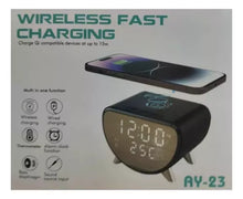 Cargar imagen en el visor de la galería, Reloj despertador con base power Bank inalámbrico para carga de celular MOD ZE-1918
