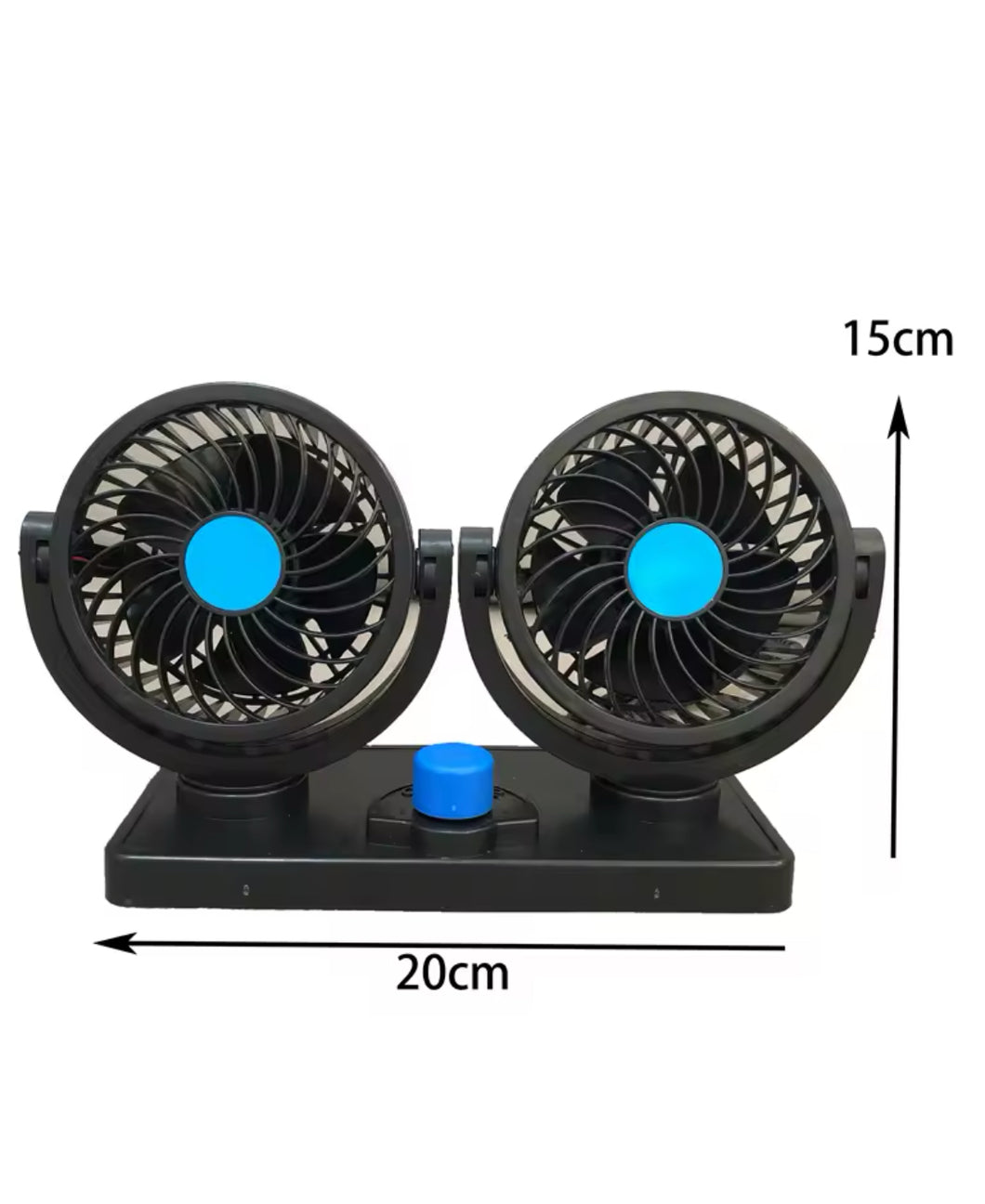 Ventilador para coche de doble cabeza con viento fuerte y ventilador de coche giratorio multiángulo portátil estable de 2 velocidades MOD FS-1142 y WTLS-T101