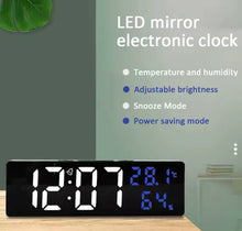 Cargar imagen en el visor de la galería, Reloj electrónico de escritorio, despertador Digital de pared con brillo ajustable, repetición, temperatura, humedad, pantalla de 12/24H para el hogar y la Oficina DS-3818 MOD BBG-60253
