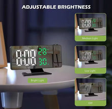 Cargar imagen en el visor de la galería, Reloj despertador Digital LED, proyector de proyección, reloj de techo con pantalla de temperatura y tiempo, reloj despertador con retroiluminación para el hogar MOD BBG-600092
