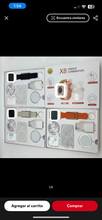 Cargar imagen en el visor de la galería, KID conjunto de regalo de reloj inteligente X8 kit de relojes con cargador inalámbrico X8 combo único 7 en 1 más correas power Bank  audífonos MOD SW-010 X8
