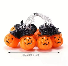 Cargar imagen en el visor de la galería, Guirnalda de luces de calabaza para decoración de Halloween, cadena de iluminación de calabaza sonriente para exteriores
