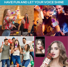 Cargar imagen en el visor de la galería, Micrófono de Karaoke inalámbrico Altavoz Bluetooth, controles multifunción Micrófono de mano portátil 5 en 1 para cantar para fiesta
