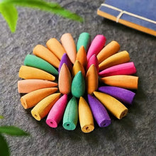 Cargar imagen en el visor de la galería, Conos de incienso de reflujo para cascada, 70 pzs ,aromas naturales mezclados, soporte para quemador de incienso, Ideal para Yoga y aromaterapia MOD ZE-123

