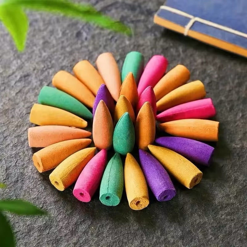 Conos de incienso de reflujo para cascada, 70 pzs ,aromas naturales mezclados, soporte para quemador de incienso, Ideal para Yoga y aromaterapia MOD ZE-123