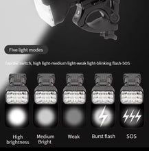Cargar imagen en el visor de la galería, Luz delantera de bicicleta de 12 LED, luz recargable para bicicleta con bocina, luces frontales de bicicleta MTB, lámpara de seguridad para ciclismo nocturno MOD ZE-1619
