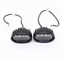 Cargar imagen en el visor de la galería, Faro led 2 ojos blanco contorno de ángel con luz alta y baja y estrobo MOD RS-LED-13003W-BU
