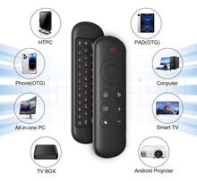 Cargar imagen en el visor de la galería, 2,4G BT 5,2 Control remoto giroscopio inalámbrico Air Mouse 7 retroiluminación de Color receptor USB Mini teclado para Android Smart TV Box PC BT MOD Q-K620

