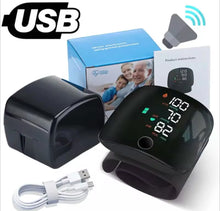 Cargar imagen en el visor de la galería, Monitor Digital de presión arterial de muñeca, esfigmomanómetro recargable, tonómetro, tensiómetro, medidor de frecuencia cardíaca, Monitor de BP baumanómetro de pulsera MOD BBG-60151
