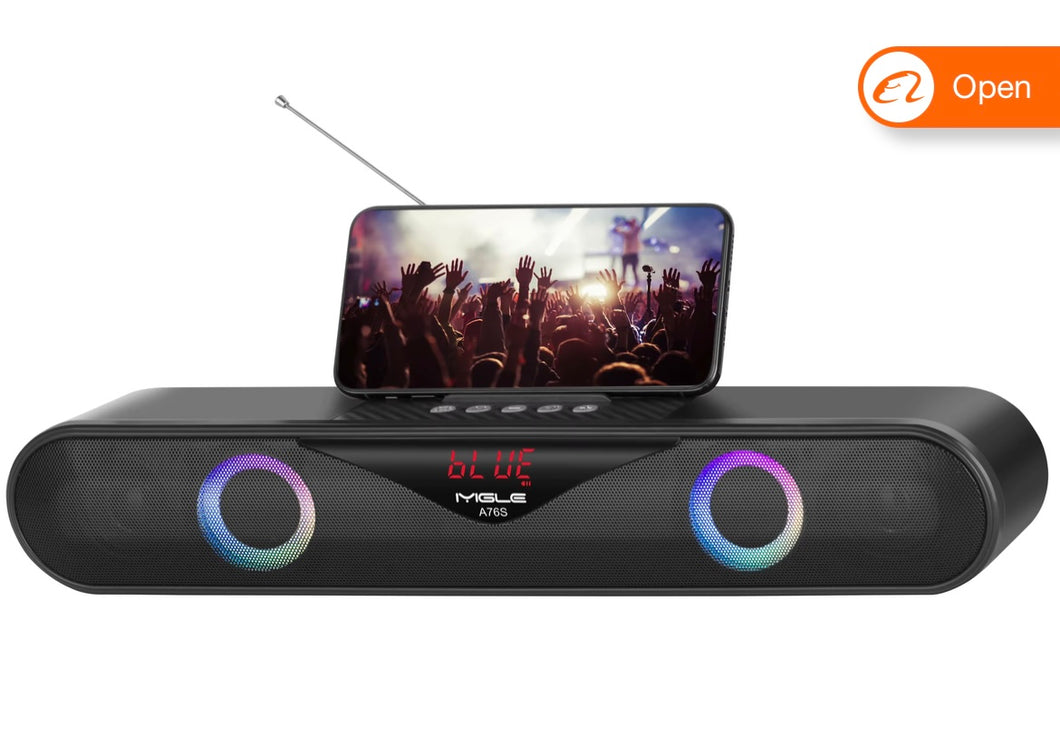 Barra de sonido inalámbrica con dientes azules, altavoz de cine en casa con graves, Woofer activo BT LED, altavoz de fiesta con luz colorida, pantalla LED MOD YG-A765