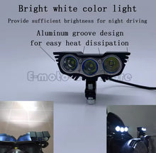 Cargar imagen en el visor de la galería, Faro auxiliar LED tipo águila, tres ojos blanco con luz alta, baja y Estrobo MOD RS-LED-13005W
