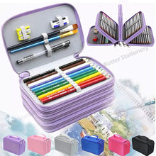 Cargar imagen en el visor de la galería, Estuche portátil de gran capacidad para bolígrafos, portalápices con bolsillo con cremallera, suministros escolares, papelería, 4 capas, 72 bolígrafos MOD 1042
