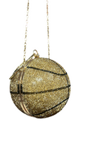 Cargar imagen en el visor de la galería, Bolso de mano con diseño de bola de diamante de basquetbol para mujer, bolsa de mano de lujo para fiesta, con cadena de hombro, de baloncesto BRILLANTE G
