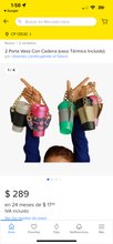 Cargar imagen en el visor de la galería, Portavaso termo reutilizable con cadena de viaje ecológica para bebidas, funda para botella de café, soporte para taza de cuero PU MOD cadena grandeMANGA

