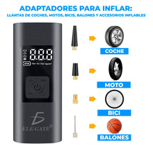 Cargar imagen en el visor de la galería, Compresor de aire eléctrico portátil para bicicleta y motocicleta, bomba inflable de neumáticos inalámbrica, USB tipo C, batería de 4000mAh, 150psi MOD HOG.95
