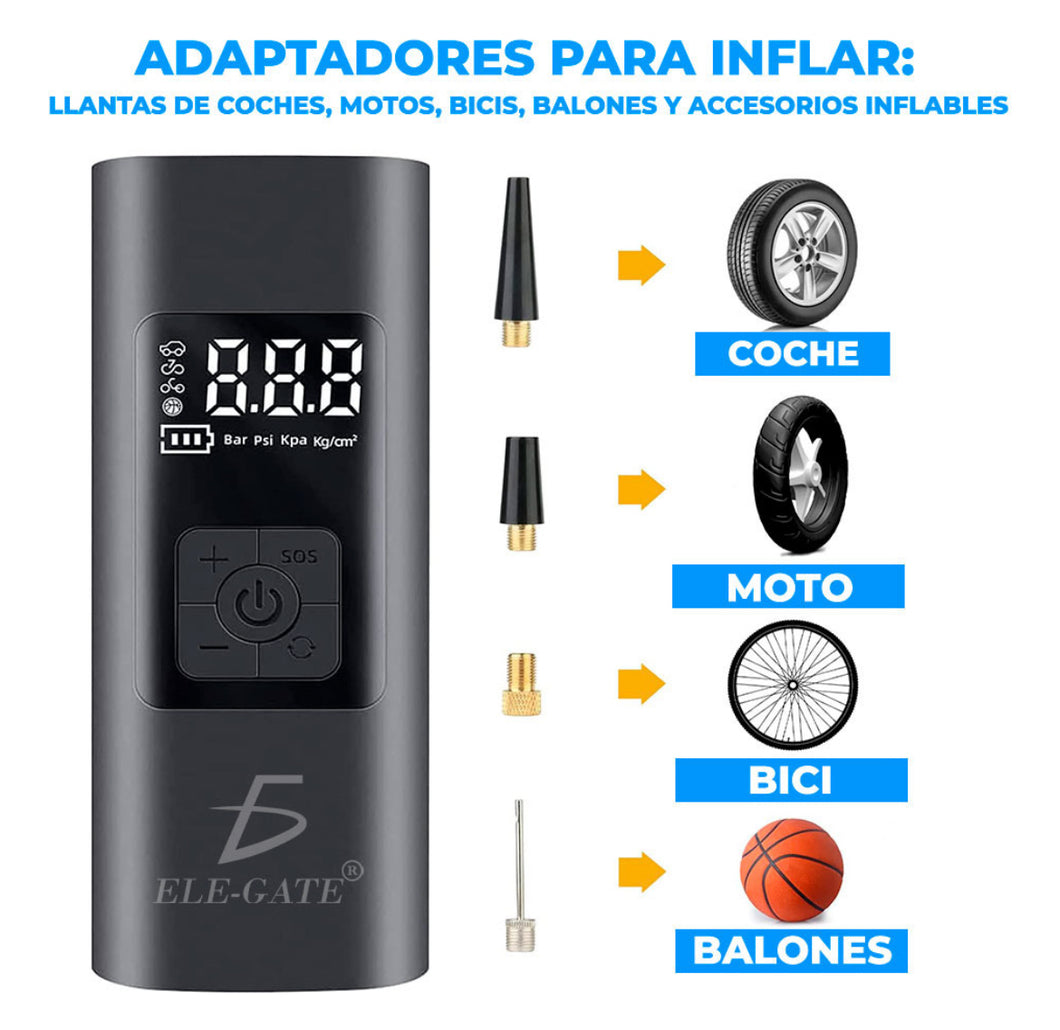 Compresor de aire eléctrico portátil para bicicleta y motocicleta, bomba inflable de neumáticos inalámbrica, USB tipo C, batería de 4000mAh, 150psi MOD HOG.95