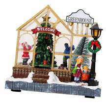 Cargar imagen en el visor de la galería, Casita de cristal de villa grande navideña con arbol giratorio y musical MOD W366
