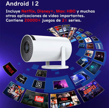 Cargar imagen en el visor de la galería, Mini Proyector Portátil Con Android 12, Proyector Con 20,000 juegos emulador ps1 psp arcade nintendo 64 streaming MOD F300
