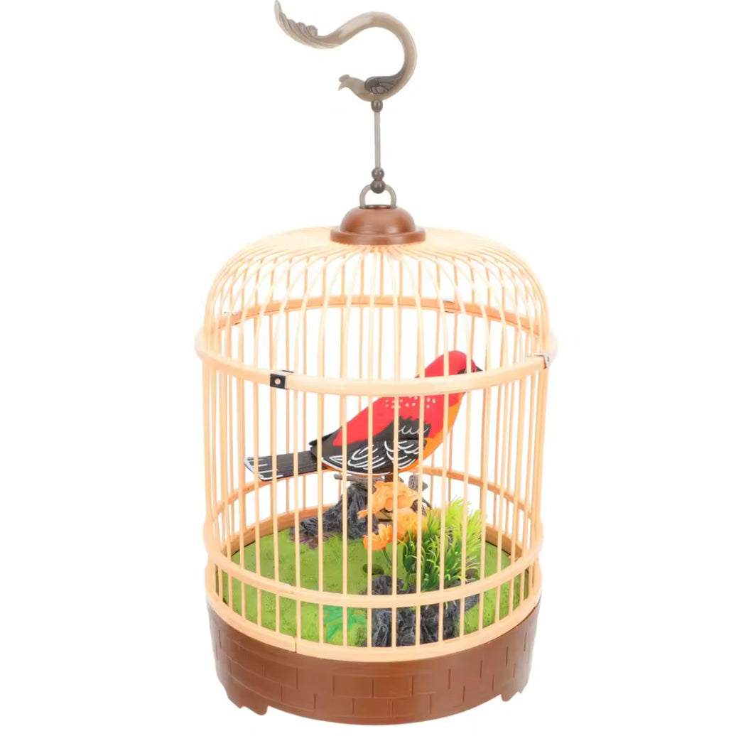 Jaula de juguete eléctrica controlada por voz, pájaro simulado controlado por voz biomimética creativa nueva y única actividad de entretenimiento MOD MS1601