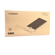 Cargar imagen en el visor de la galería, Pila emergencia turbo VEGER 10000mAh, 20W, 2 Saídas USB + 1 Saída/Entrada USB-C, Preto - PRO CARGA ULTRA RÁPIDA no se calienta alta calidad entradas c ligthing v8
