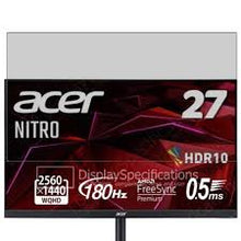 Cargar imagen en el visor de la galería, Monitor Acer Nitro XF272 CURVO Xbmiiprzx Monitor para juegos TN Full HD (1920 x 1080) de 27 pulgadas con tecnología AMD Radeon FreeSync, 180 HZ, tiempo de respuesta de hasta 0.2 ms, listo para HDR (1 DP, 2 x HDMI PRO GAMING
