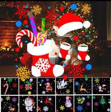 Cargar imagen en el visor de la galería, Proyector láser LED para ventana de Navidad, lámpara de proyección de 16 patrones, copo de nieve, alce, decoración de Puerta del hogar, fiesta de navidad MOD GJ169
