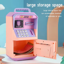 Cargar imagen en el visor de la galería, Caja fuerte de cajero automático para niños, caja de monedas de música, Banco de dibujos animados con desbloqueo facial MOD ZE-0781
