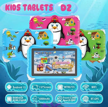 Cargar imagen en el visor de la galería, Tableta Android 2024 de 7 pulgadas para niños, Tablet educativa de estudio, Bluetooth, WiFi, con funda protectora bonita, regalo para niños 6 GB + 256 GB de memoria expandible a 1 T MOD D6
