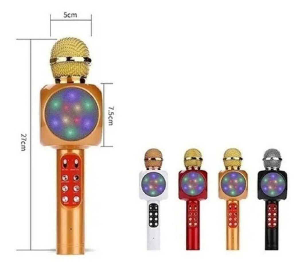 Micrófono/altavoz Bluetooth inalámbrico para karaoke, USB, LED rojo MOD WS-1816