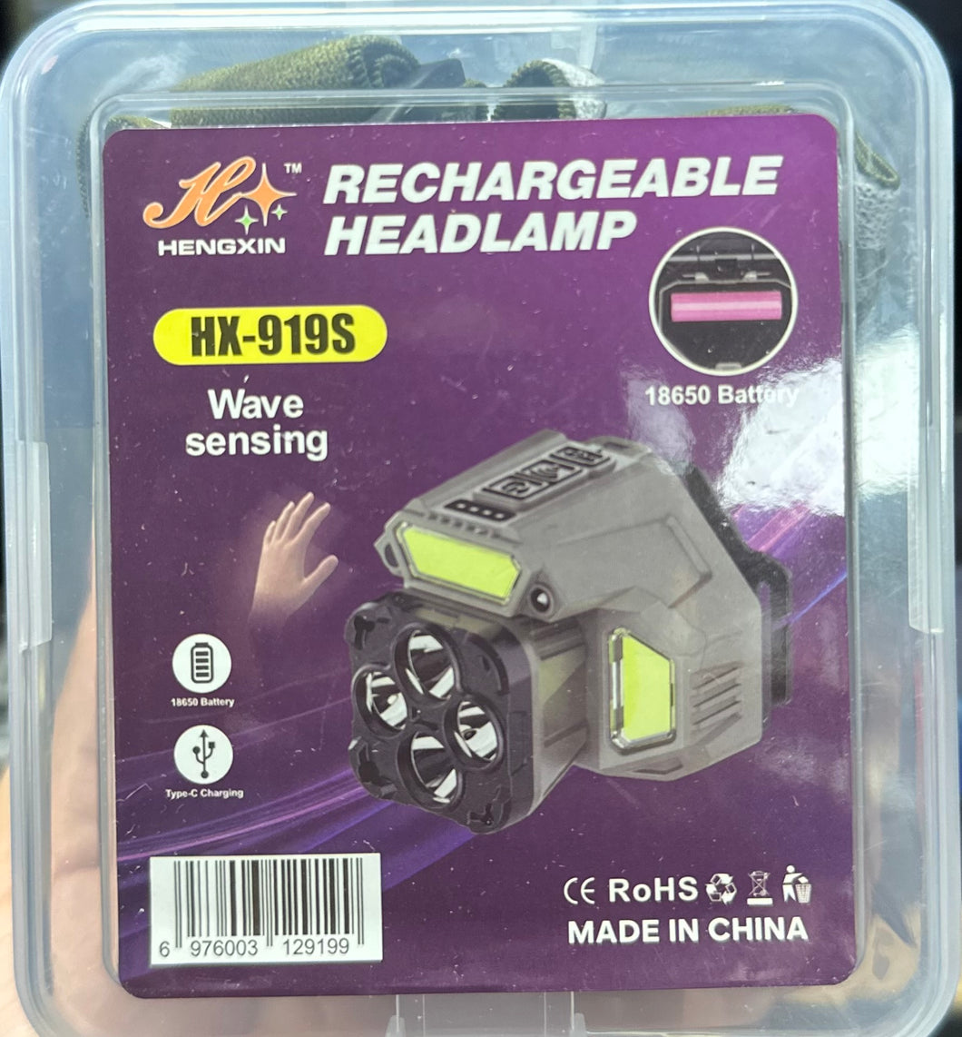 Carga de luz fuerte, luz de pesca nocturna superbrillante, inducción de zoom montada en la cabeza, luz de minero RECARGABLE MOD LAM-919