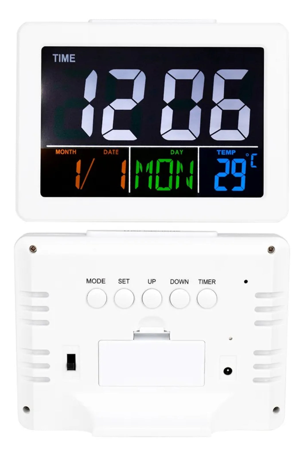 Reloj Despertador Lcd Con Pantalla De Temperatu Y Lámpara MOD GH-2000WJ