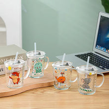 Cargar imagen en el visor de la galería, vaso de vidrio de dibujos animados, vasos para niños, 400ml
