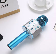 Cargar imagen en el visor de la galería, Micrófono de Karaoke inalámbrico Altavoz Bluetooth, controles multifunción Micrófono de mano portátil 5 en 1 para cantar para fiesta
