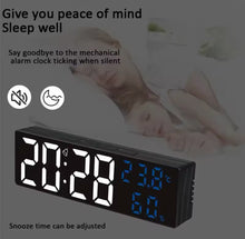 Cargar imagen en el visor de la galería, Reloj electrónico de escritorio, despertador Digital de pared con brillo ajustable, repetición, temperatura, humedad, pantalla de 12/24H para el hogar y la Oficina DS-3818 MOD BBG-60253
