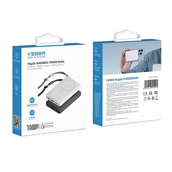 VEGER MagOn Magnetic Power Bank, una batería externa magnética inalámbrica 10000 mAp MOD W1151