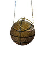 Cargar imagen en el visor de la galería, Bolso de mano con diseño de bola de diamante de basquetbol para mujer, bolsa de mano de lujo para fiesta, con cadena de hombro, de baloncesto BRILLANTE G
