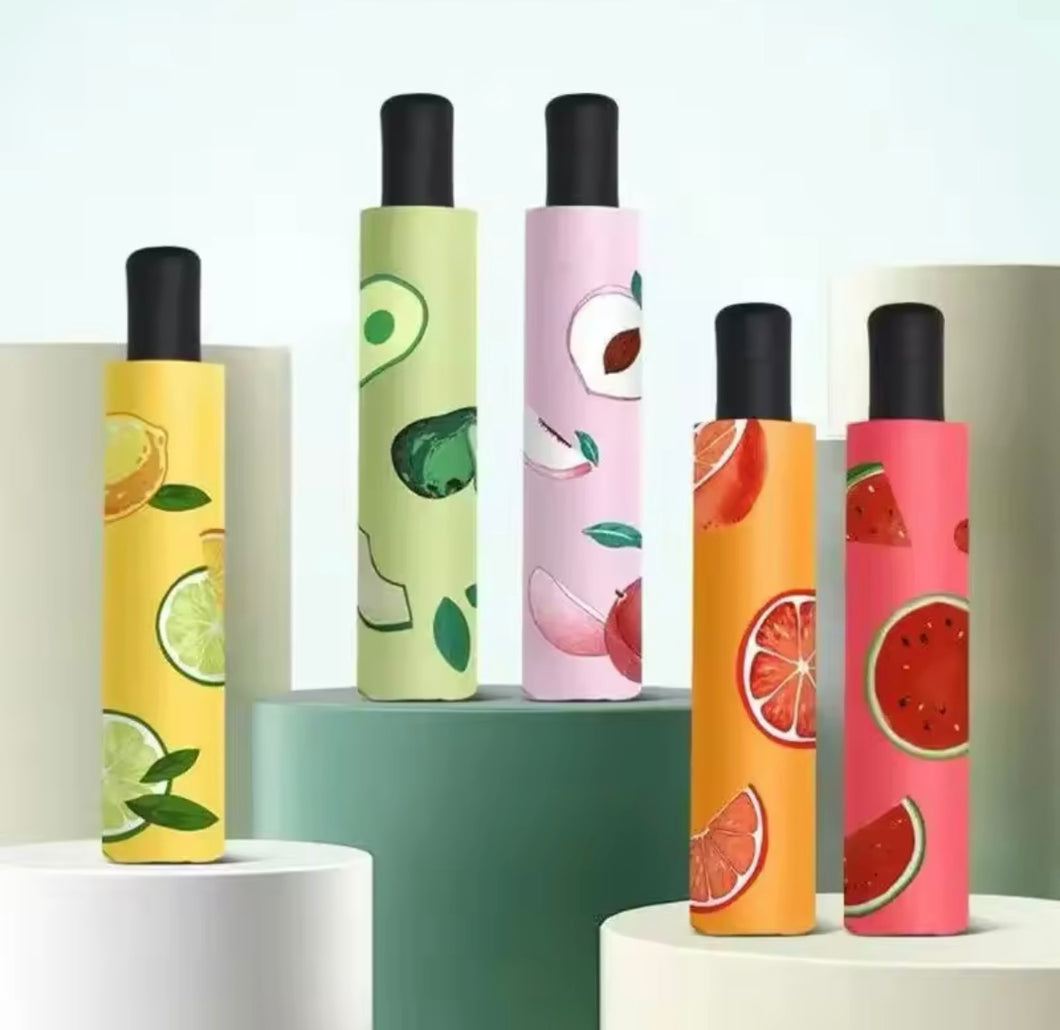 Paraguas plegable de frutas para hombre y mujer, sombrilla totalmente  para viento y lluvia, doble uso, versión coreana para estudiantes