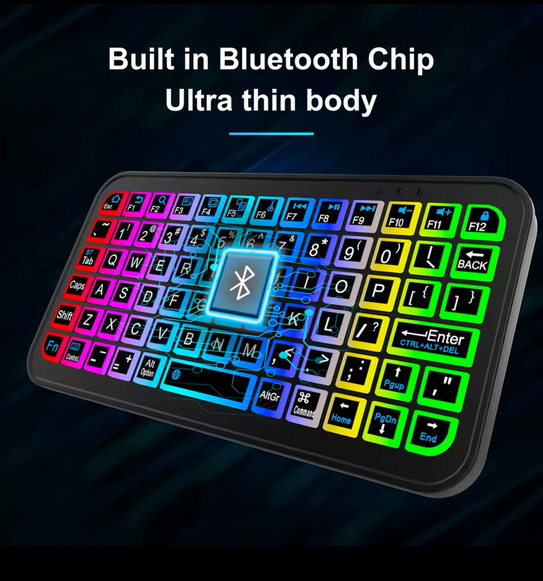 CONTROL TECLADO Nuevo Teclado inalámbrico Bluetooth 5,2 para tableta Android iOS Windows teclado retroiluminado teclas en inglés de 5 pulgadas Mini teclado recargable MOD Q-K807