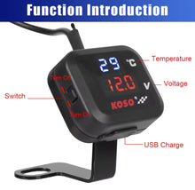 Cargar imagen en el visor de la galería, Indicador de temperatura de agua para motocicleta, indicador de accesorios para HONDA SUZUKI, indicador de temperatura, cargador de teléfono USB Universal MOD RS-GRL-12017BU-R
