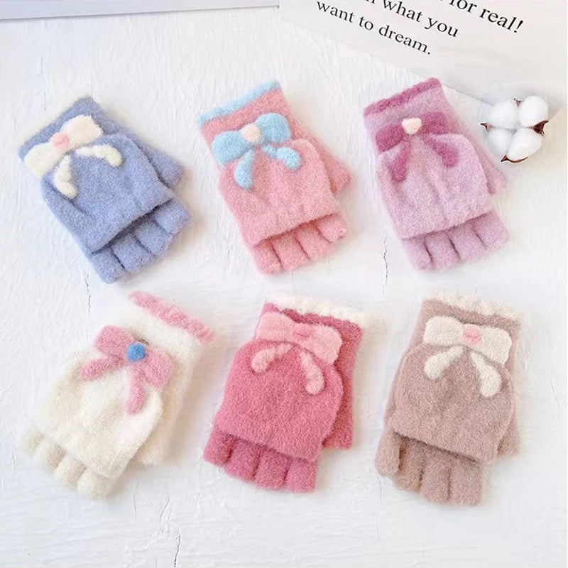 Guantes sin dedos  de visón para niñas
