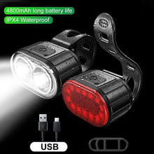 Cargar imagen en el visor de la galería, Luz LED de advertencia para bicicleta de montaña, Faro de bicicleta, lámpara luminosa, equipo de equitación nocturna, resistente al agua MOD ZE2296
