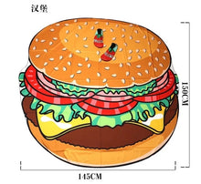 Cargar imagen en el visor de la galería, Toalla de playa con forma de donut, esterilla de viaje, Pizza, hamburguesa, bonita manta creativa MOD 18126
